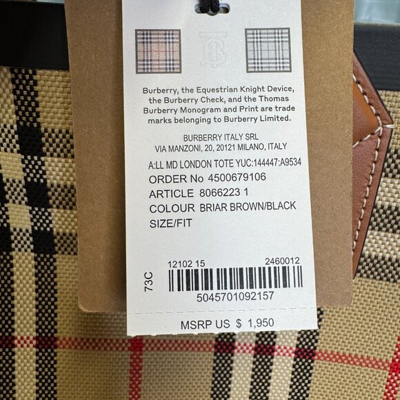 Burberry Medium London Check-Pattern Tote Bag - Picture 13 of 13